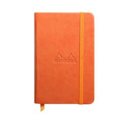 Rhodiarama carnet rembordé rigide 9x14 cm 192 pages uni papier ivoire 90g fermeture élastique - Tangerine