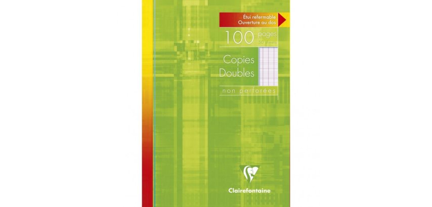 Copies doubles sous étui A4 100 pagesnon perforées grands carreaux