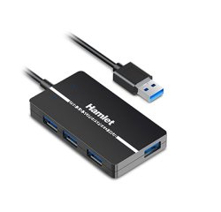 Hamlet XHUB-04U3P interface hub USB 3.2 Gen 1 (3.1 Gen 1) Type-A 5000 Mbit/s Black