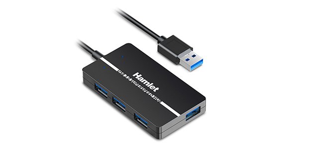 Hamlet XHUB-04U3P hub di interfaccia USB 3.2 Gen 1 (3.1 Gen 1) Type-A 5000 Mbit/s Nero