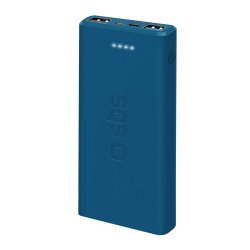 SBS Batterie externe PowerBank 10 000 mah, USB C + 2 USB A, bleu