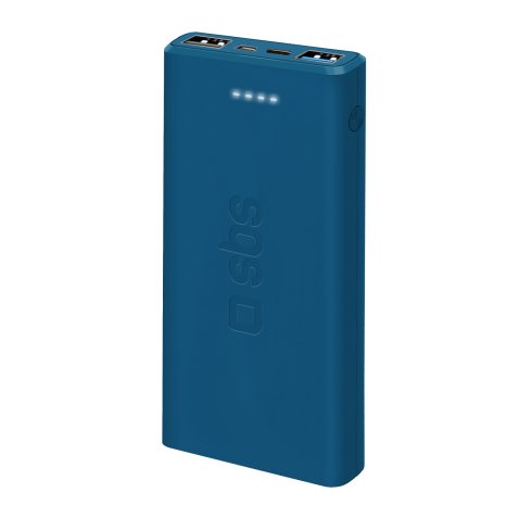 SBS Batterie externe PowerBank 10 000 mah, USB C + 2 USB A, bleu