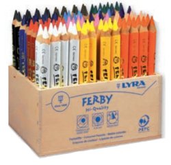 Crayon couleur lyra ferby triangulaire 120mm extrémité fermée usage économe mine 6.25mm diamètre coffret scolaire 96u