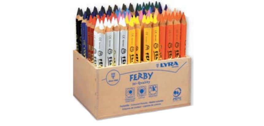 Crayon couleur lyra ferby triangulaire 120mm extrémité fermée usage économe mine 6.25mm diamètre coffret scolaire 96u