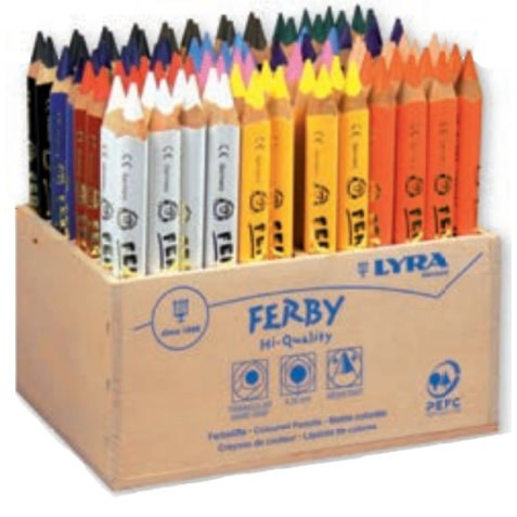 Crayon couleur lyra ferby triangulaire 120mm extrémité fermée usage économe mine 6.25mm diamètre coffret scolaire 96u