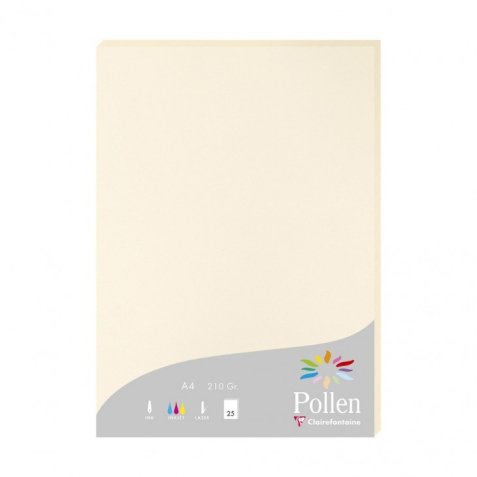 Etui de 25 feuilles 210g POLLEN 21x29,7cm. Coloris Ivoire