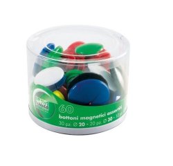Bottoni magnetici tondi - misure e colori assortiti - Lebez - barattolo da 60 pezzi