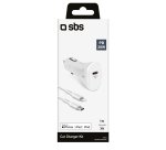 SBS Chargeur allume cigare Cable 20W lightning blanc