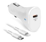 SBS Chargeur allume cigare Cable 20W lightning blanc