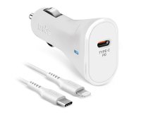 SBS Chargeur allume cigare Cable 20W lightning blanc