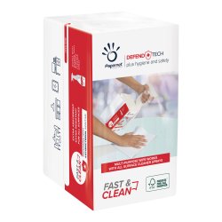 Colis de 20 paquets de 100 chiffons blanc DefendTech pure cellulose 2 plis 16,6 x 10,8 cm