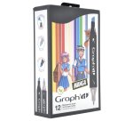 Marqueur manga colors graph'it double pointe encre  translucide set 12 unites