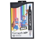 Marqueur manga colors graph'it double pointe encre  translucide set 12 unites