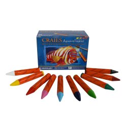 Craies aquarellables oz manley 8 cm boite 50 unites   coloris assortis
