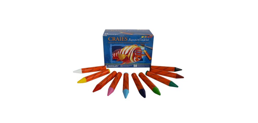 Craies aquarellables oz manley 8 cm boite 50 unites   coloris assortis