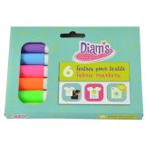 Feutre textile fluo oz international diam's pointe bloquée séchage rapide coloris assortis pochette 6 unités