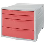 Colour'Breeze Bloc de classement, 4 tiroirs, corail, 628457