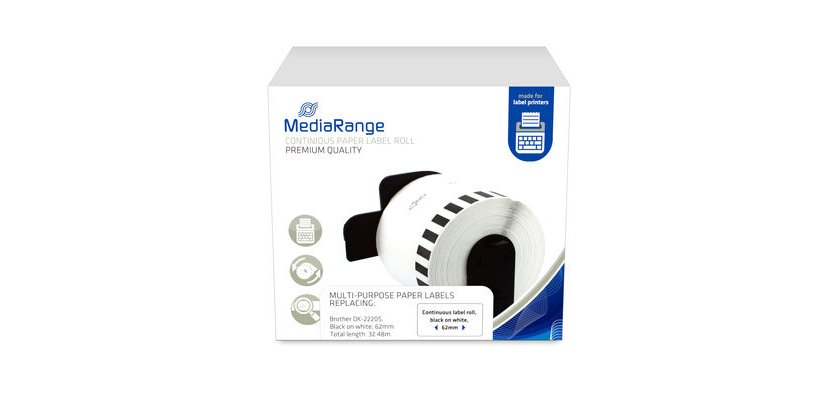 MediaRange MRBDK22205 printable label White Non-adhesive label printer