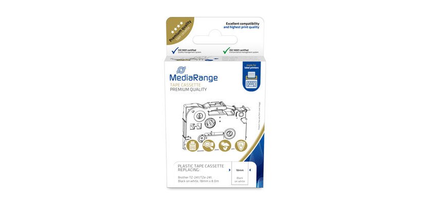 MediaRange MRBTZ241 labelprinter-tape Zwart op blauw