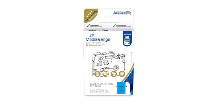 MediaRange MRBTZ531 labelprinter-tape Zwart op blauw