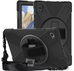 DLH COQUE RENFORCEE AVEC BANDOULIERE, POIGNEE ROTATIVE ET PIED SUPPORT POUR SAMSUNG GALAXY TAB A8 10.5" (SM-X200 / SM-X205)