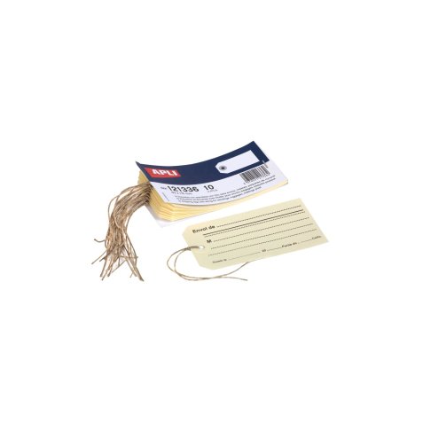 Etiquettes américaines imprimées 63 x 125 mm avec ficelle - Lot de 10