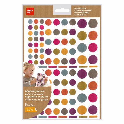 Gommette apli kraft rondes tailles et coloris assortis   624 unites