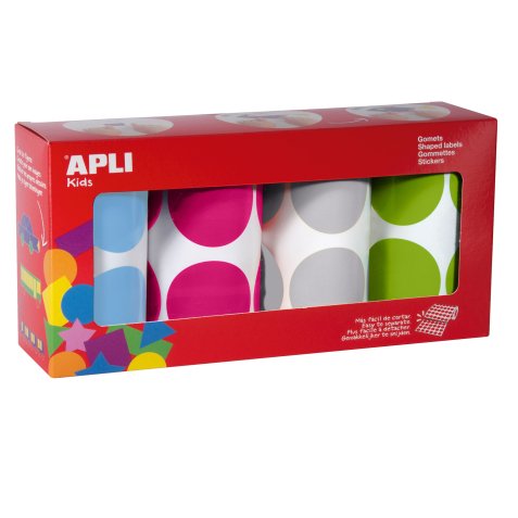 Gommette apli ronde 45mm coloris fun assortis 4        rouleaux 1416 unites