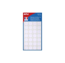 Pastille adhésive apli agipa diamètre 15mm permanente coloris blanc pochette 196 unités