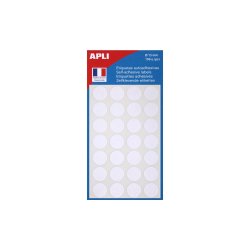 Pastille adhésive apli agipa diamètre 15mm permanente coloris blanc pochette 196 unités