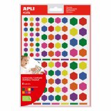 Gommette apli hexagonales tailles et coloris assortis   624 unites
