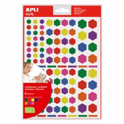 Gommette apli hexagonales tailles et coloris assortis   624 unites