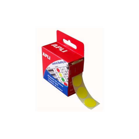 Boîte distributrice de 150 pastilles adhésives de couleur - Ø 15mm - Jaune