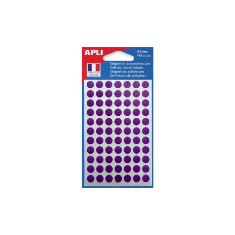 Pastille adhésive apli agipa diamètre 8mm permanente coloris violet pochette 462 unités