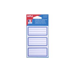 Etiquette adhésive scolaire 34 x 75 mm Apli à cadre et lignes bleus - Pochette de 24