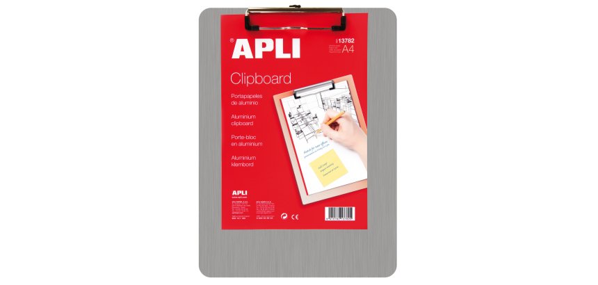 Porte-bloc apli aluminium a4 230x310mm clip fixateur