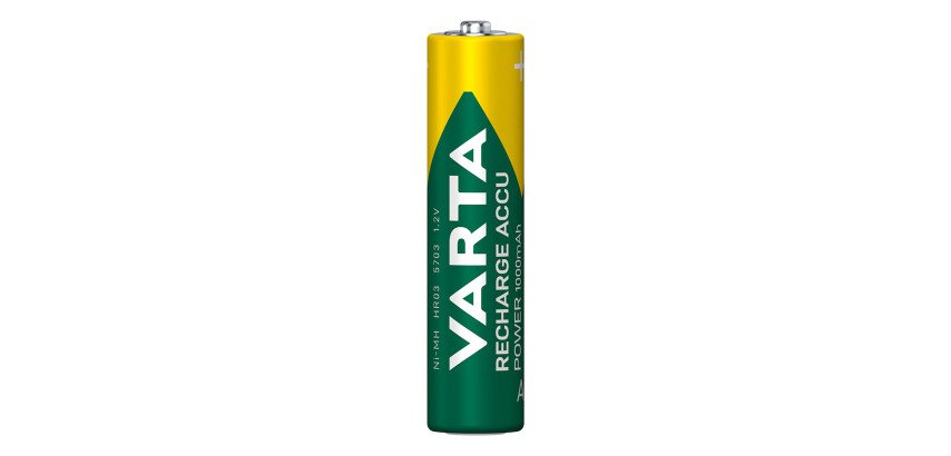 Varta Recharge Accu Power AAA 1000 mAh Blister da 4 (Batteria NiMH Accu Precaricata, Micro, ricaricabile, pronta all'uso)