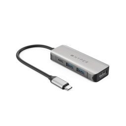 HYPER HD41-GL laptop dock & poortreplicator USB 2.0 Type-C Zwart, Grijs