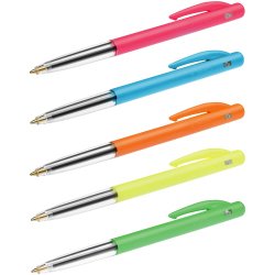 Big Box 14 stylos bille rétractables M10 Ultra. Corps plastique assortis Jaune, Vert, Orange fluo