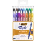 Stylo bic gelocity original pointe moyenne 0,7mm encre    gel retractable coloris       assortis pack semi-rigide 16