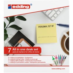 Etui edding 7 stylos assortis 1 feutre fin, 3 stylos gel ,  1 marqueur indelible et 2     surligneurs
