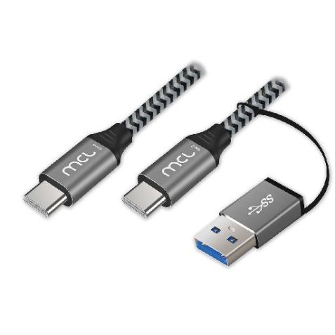 MCL MC1C99A3C105A2Z câble USB USB 3.2 Gen 2 (3.1 Gen 2) 2 m USB C USB A/USB C Noir, Gris
