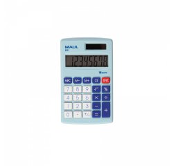 Calculatrice maul poche m8 8 chiffres ecran 1 ligne 3 touches memoires touche pourcentage calcul racines coloris bleu