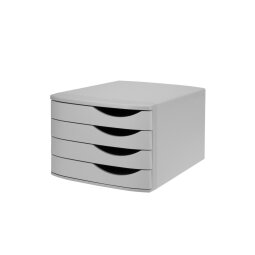 Module de classement 4 tiroirs, 100 % recyclé polystyrène - Dimensions L30 x H21,6 x P37,5 cm gris