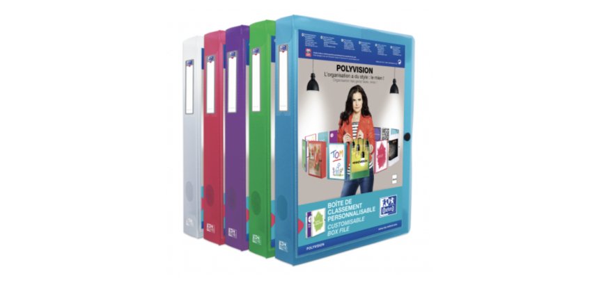 Boîte de rangement POLYVISION, A4, dos 40 mm, assorti