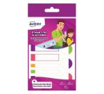 Boîte de 24 étiquettes plastifiées. 3 formats assortis. Coloris assortis fluorescents