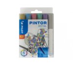 Marqueurs a pigment pilot pintor metal mix pointe fine  or bleu rose vert violet      argent - pochette de 6 un