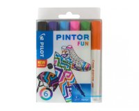 Marqueur pilot pintor peinture base d'eau ultra-couvrante multi surface pointe fine résistante set 6 coloris fun