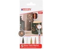 Marqueur edding e-751 peinture brillante metallique couvrante verre metal         plastique pointe fine - 5 un