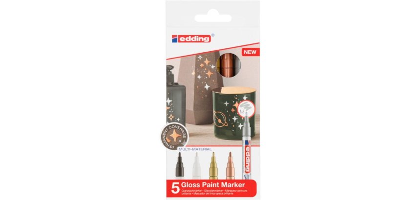 Marqueur edding e-751 peinture brillante metallique couvrante verre metal         plastique pointe fine - 5 un
